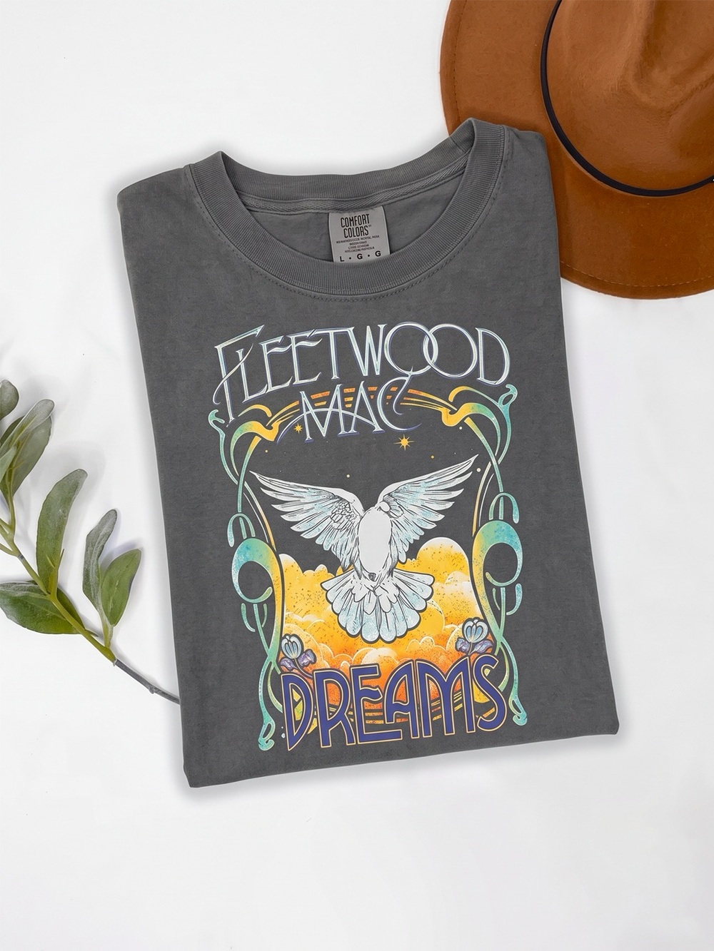 Fleetwood Mac Dreams Dove Boho Band Tee Comfort Colors Washed Black T-Shirt